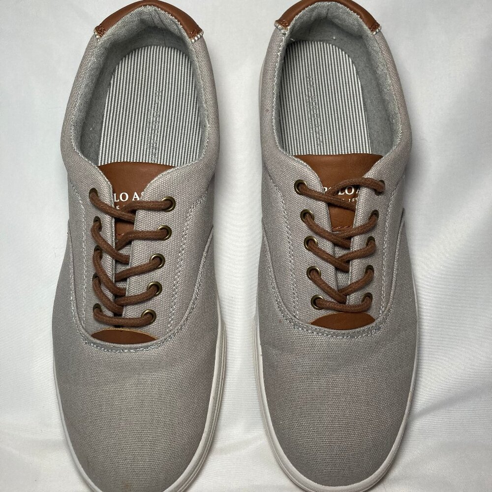 Casual U.S. Polo Assn. Ralph Lauren Men's Beige and Brown Canvas Sneaker Size 12
